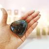 9Dzine Labradorite Crystal Heart 60-80 Gm | Labradorite Crystal Puffy Heart for Showpieces Decorative Items, Gift for Women view 2