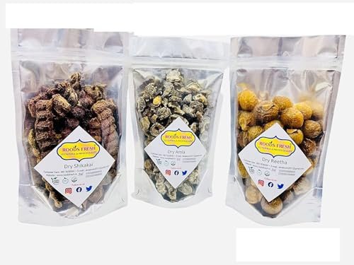 Roods Fresh Reetha Amla Shikakai Combo Pack for Hairs (Raw Form) (100 gm Each)