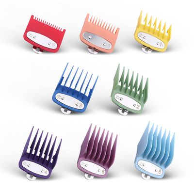 8 Color Professional Hair Trimmer/Clipper Guard Combs Guide Combs with Metal Clip Color Coded Cutting Guides/Combs - 1/16" to 1"(1.5-25mm) -Great for Hair Clippers/Trimmers Attachment