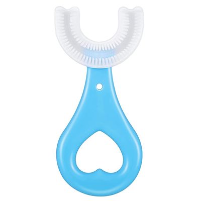 Diniva Pack of 2 U Shaped Toothbrush for Kids Manual Whitening Toothbrush Silicone Brush Head for Kids Children Infant Toothbrush For 2-6 Years Mouth-Cleaning (Multicolor)