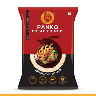Chef's Art Panko Bread Crumbs | Japanese Style Breadcrumbs | Crispy Soya-Free/NutFree Crumbs | Instant Mix | Light & Crispy Coating for Frying and Baking | Absorbs Less Oil | 1Kg