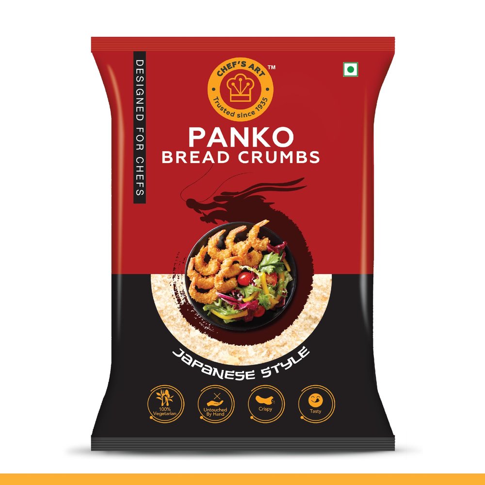 Chef's Art Panko Bread Crumbs | Japanese Style Breadcrumbs | Crispy Soya-Free/NutFree Crumbs | Instant Mix | Light & Crispy Coating for Frying and Baking | Absorbs Less Oil | 1Kg