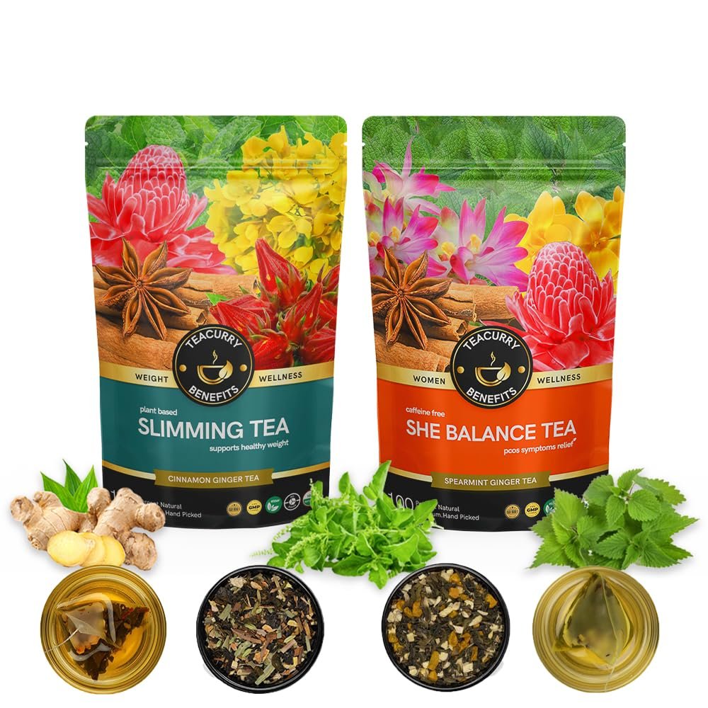 TEACURRY Slimming PCOS Combo Pack (1 Months Pack, 100 Grams Loose)