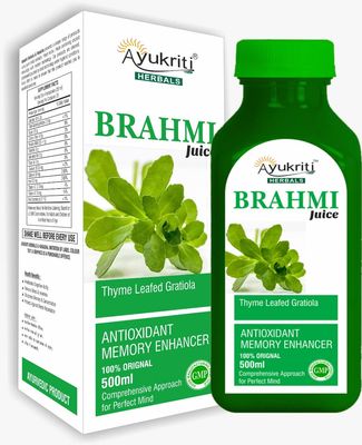 Ayukriti Herbals Brahmi Juice 500ml | Antioxidant Memory Enhancer | Helps Reduce Stress and Anxiety | No added sugar and preservatives | 100% Natural