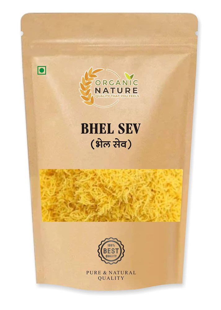 Organic Nature Nylon Sev for Bhel Namkeen Sev For Bhel,Chaat, Sevpuri Papdi Sev Namkeen Indian Snack (Non Spicy)|Pure Besan Namkeen Snacks|Barik Sev, Sev Puri, Bhel Puri, Sev Fine Sev (400 Grams)