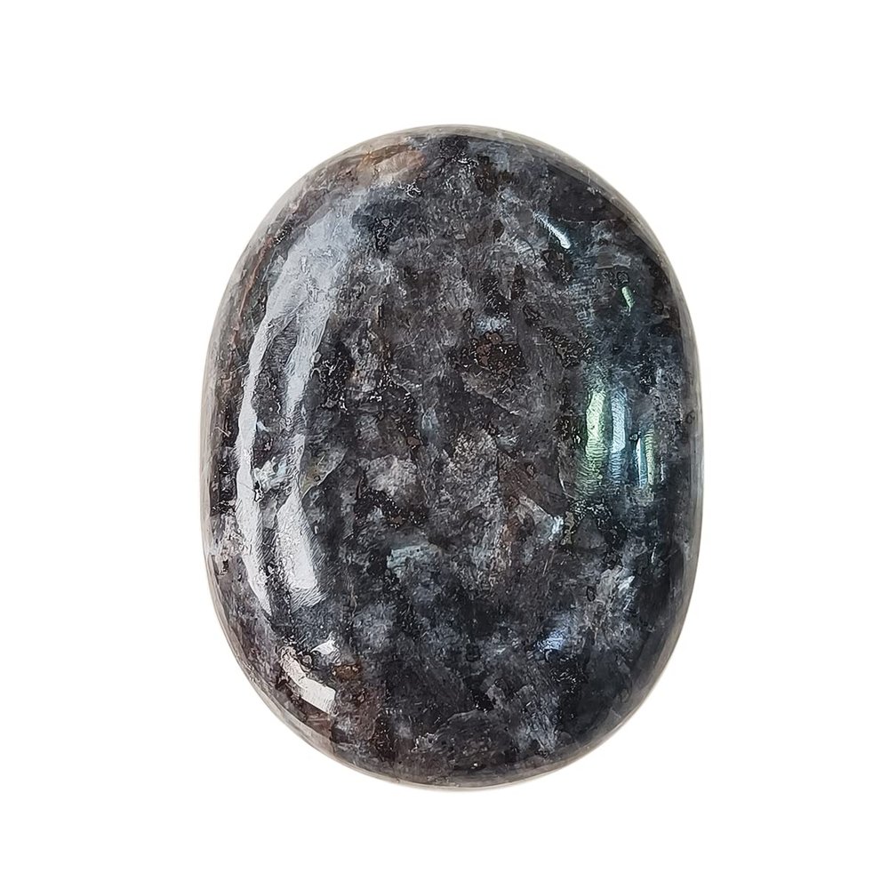 9Dzine Larvikite Crystal Oval Palm Stone,Polished Larvikite Soap for Relaxation,Gemstone,Palmstone for Meditation and Crystal Healing Cabochons,Pack of 1