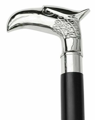 .Nautical Brass Walking Cane Wooden Walking Stick Silver Brass Handle