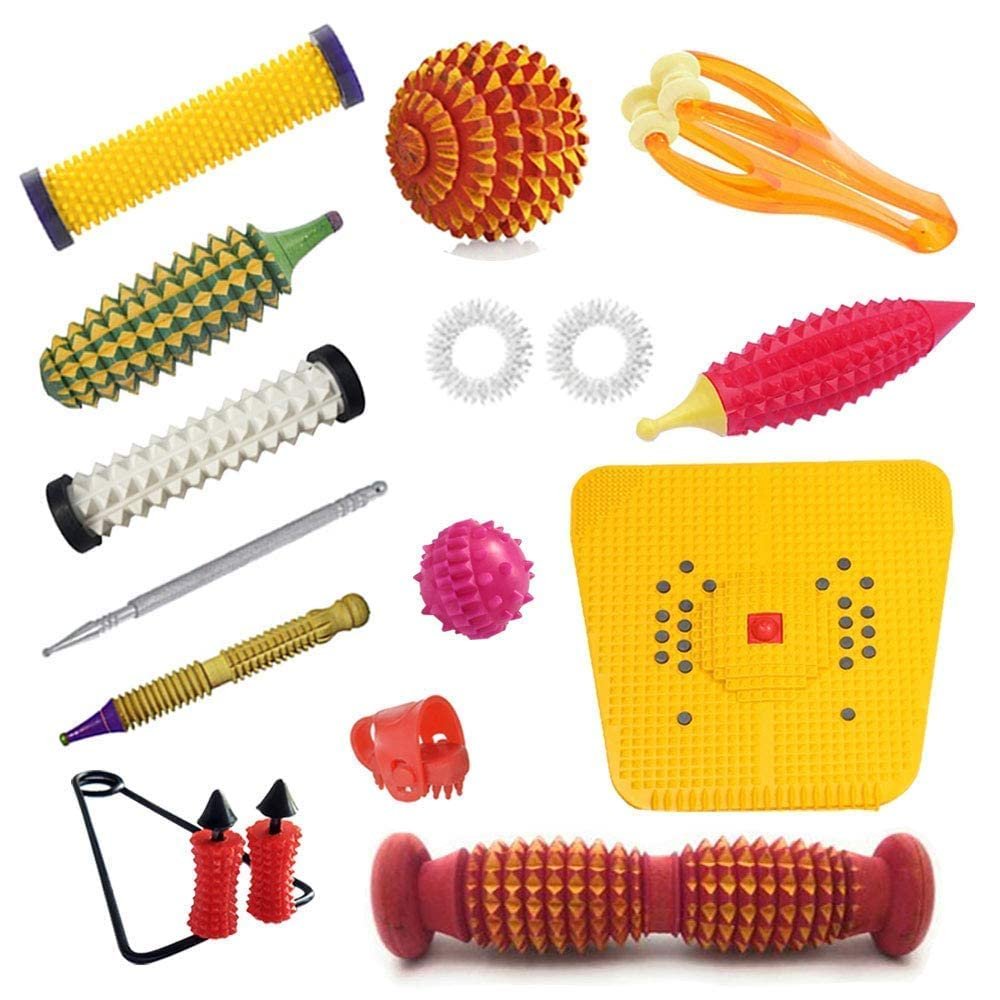 4beauty Therapy Acupressure Massager Tools Combo Kit with Multipurpose Roller Massager (Pyramidal cuts) + Bio-Magnetic Power Foot Mat (Magneto-Therapy) for Stress and Pain Relief
