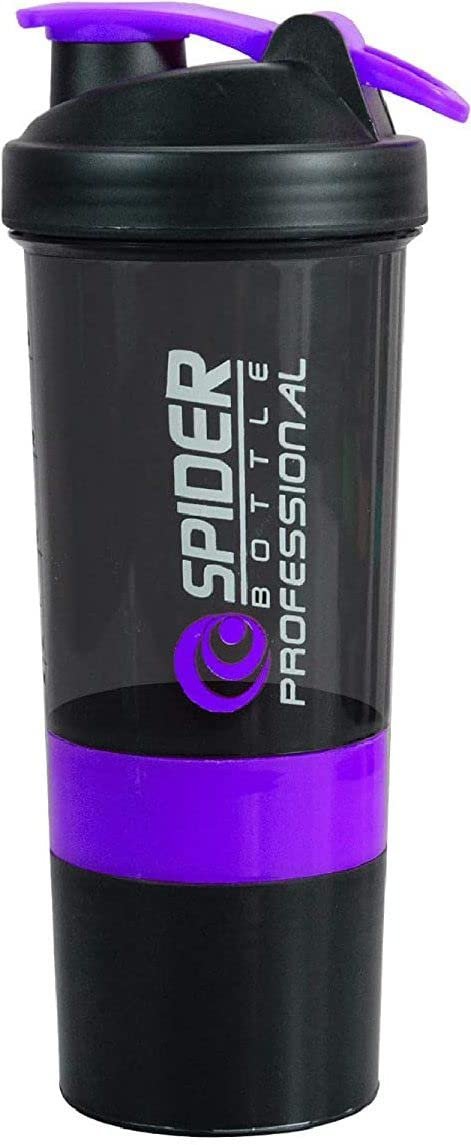 COOL INDIANS Shaker Bottle for Gym|BPA-Free and 100% Leak-Proof Protein Shaker Bottle with 2 Extra Storage Compartment (500ML Shaker) (Purple)
