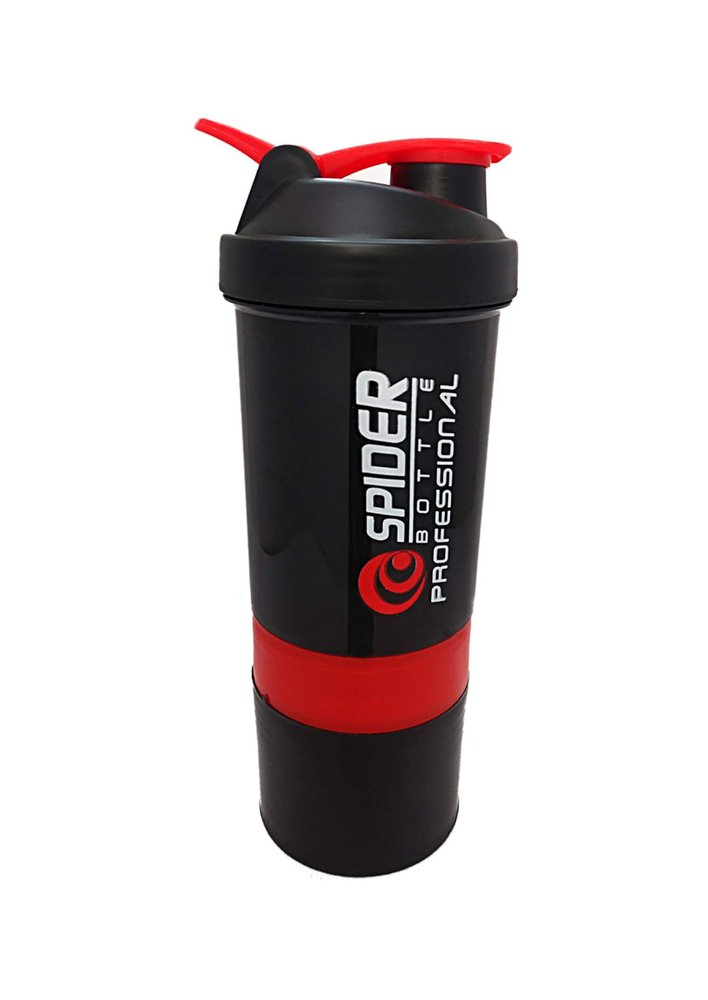 COOL INDIANS Shaker Bottle for Gym|BPA-Free and 100% Leak-Proof Protein Shaker Bottle with 2 Extra Storage Compartment (500ML Shaker) (RED)