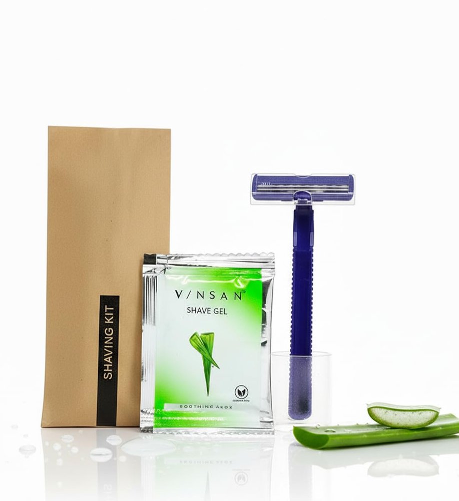 Clayherbs (50 Sets) Shaving Kit in Bulk, Smooth Shave Disposable Razor and Cream(4g), Individually Wrapped Toiletries Amenities for Hotel Travel Shaving Set Travel Size Toiletries Camping and Travel