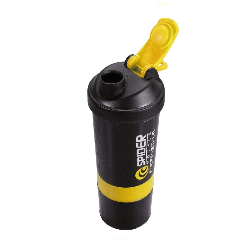 COOL INDIANS Shaker Bottle for Gym|BPA-Free and 100% Leak-Proof Protein Shaker Bottle with 2 Extra Storage Compartment (500ML Shaker) (Yellow)
