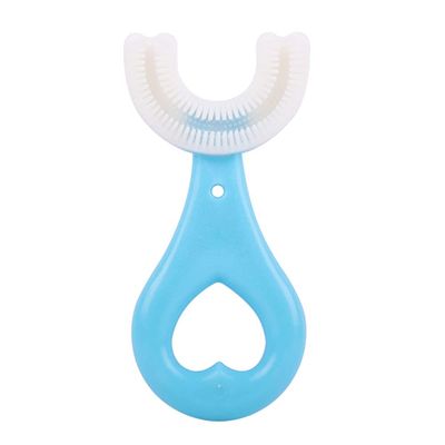 Diniva Kids U-Shaped Manual Toothbrush, Food Grade Soft Silicone Brush Head, Oral Teeth Cleaning Full Mouth Toothbrush Design For 2-6 Year Toddlers And Children (Blue)