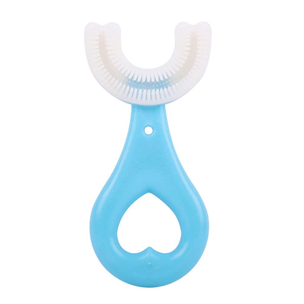Diniva Kids U-Shaped Manual Toothbrush, Food Grade Soft Silicone Brush Head, Oral Teeth Cleaning Full Mouth Toothbrush Design For 2-6 Year Toddlers And Children (Blue)