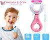Diniva Kids U-Shaped Manual Toothbrush, Food Grade Soft Silicone Brush Head, Oral Teeth Cleaning Full Mouth Toothbrush Design For 2-6 Year Toddlers And Children (Pink) view 2
