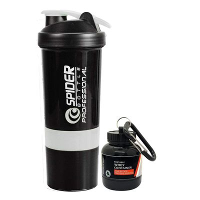 COOL INDIANS COMBO PACK OF SHAKER WITH WHEY PORTABLE PROTEIN OR SUPPLEMENT POWDER CARRYING CONTAINER|BPA-FREE AND 100% LEAK-PROOF SHAKER BOTTLE (SHAKER BOTTLE + WHEY PROTEIN CONTAINER) (WHITE)