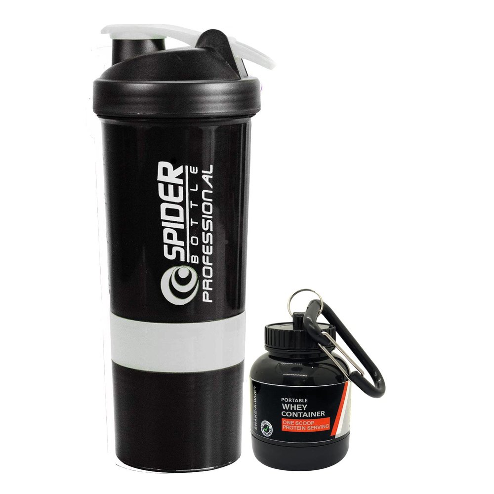 COOL INDIANS COMBO PACK OF SHAKER WITH WHEY PORTABLE PROTEIN OR SUPPLEMENT POWDER CARRYING CONTAINER|BPA-FREE AND 100% LEAK-PROOF SHAKER BOTTLE (SHAKER BOTTLE + WHEY PROTEIN CONTAINER) (WHITE)