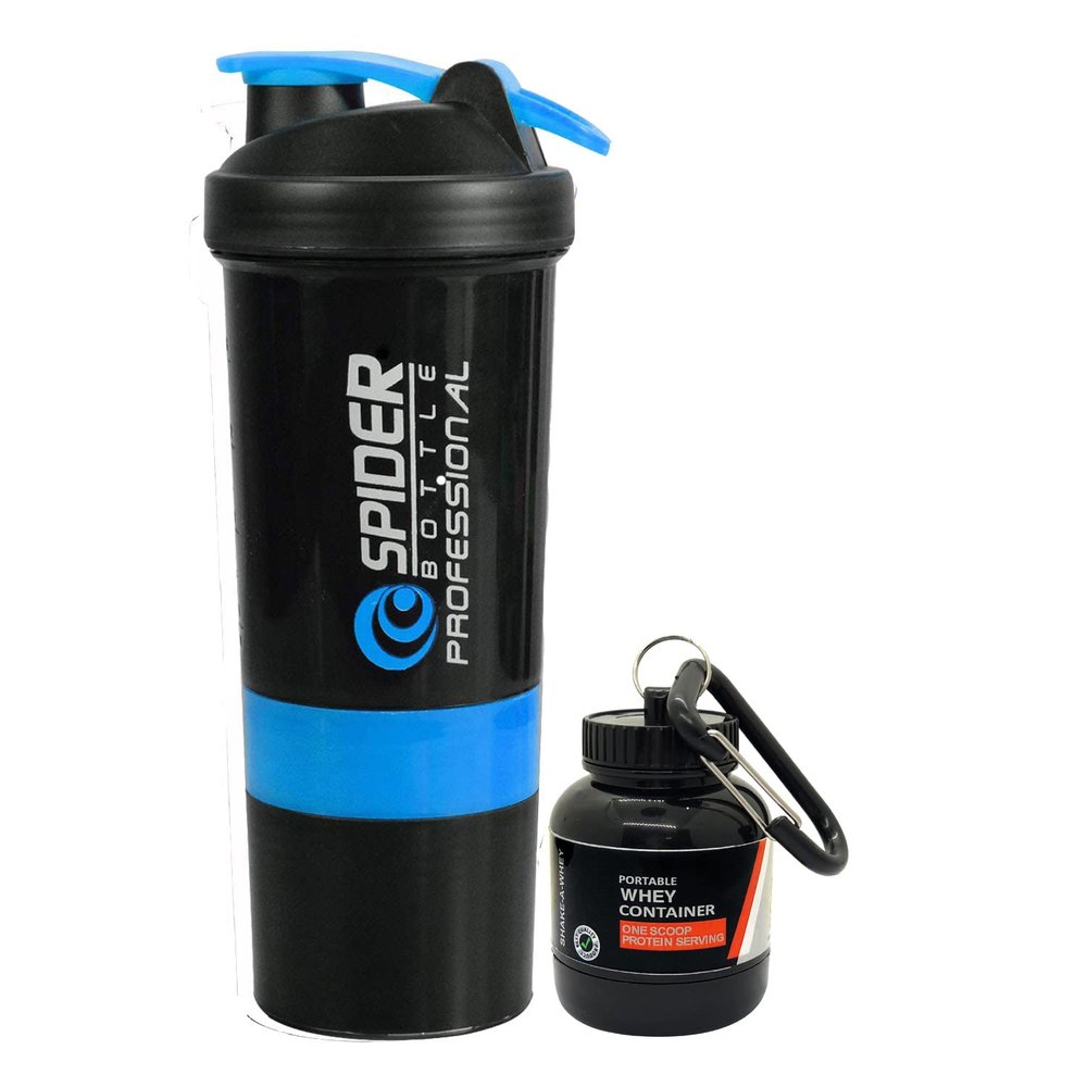 COOL INDIANS COMBO PACK OF SHAKER WITH WHEY PORTABLE PROTEIN OR SUPPLEMENT POWDER CARRYING CONTAINER|BPA-FREE AND 100% LEAK-PROOF SHAKER BOTTLE (SHAKER BOTTLE + WHEY PROTEIN CONTAINER) (BLUE)