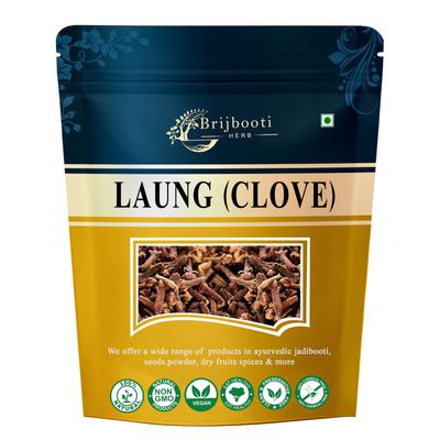 BrijBooti Laung - Clove - Whole Clove - Long - Pure & Naturals - Laung Sabut 200 Gr | FSSAI, GMP, ISO Certified