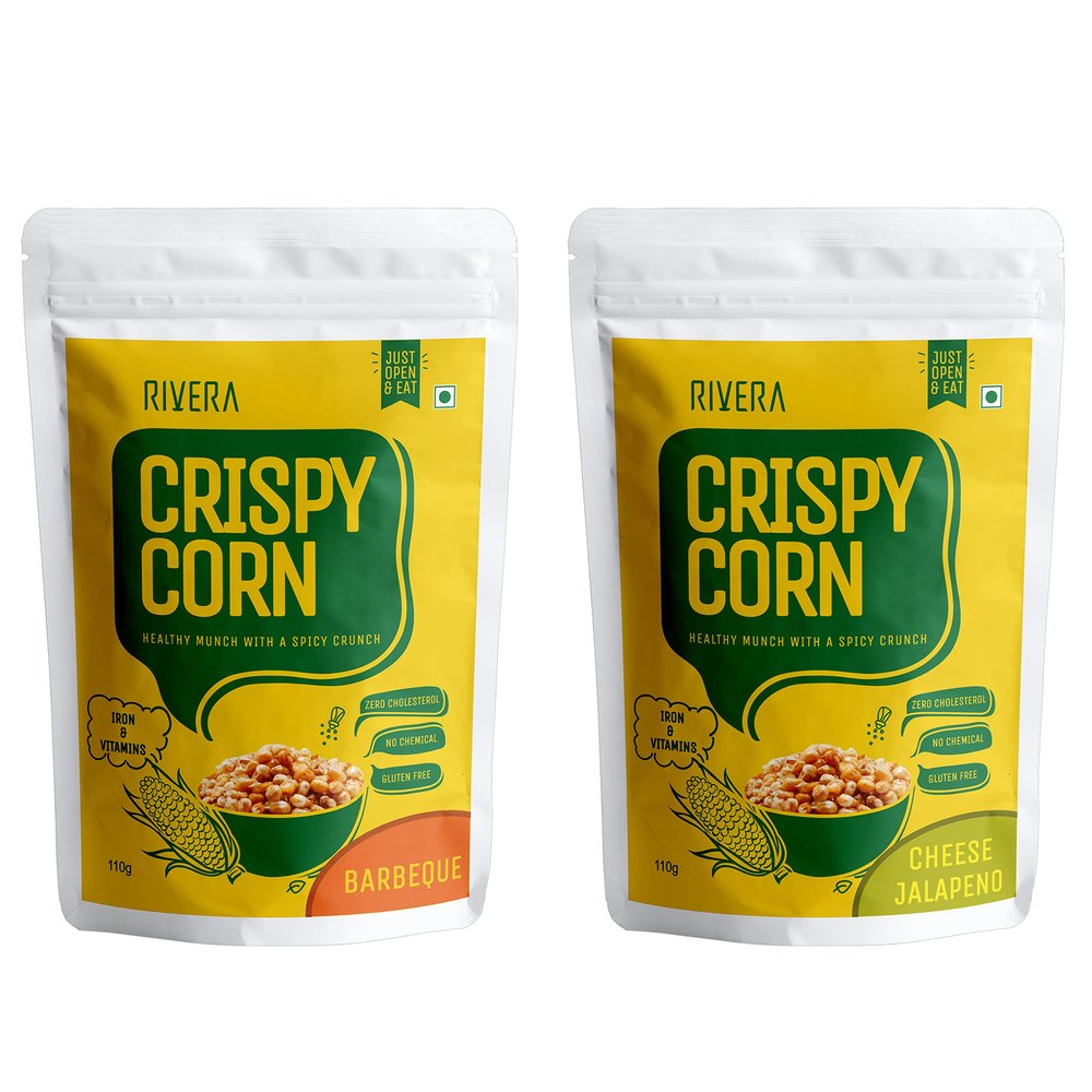 Rivera Crispy Corn, Zero Cholesterol, High Iron Snacks, Zero Trans fat, Gluten Free (87 G Each)