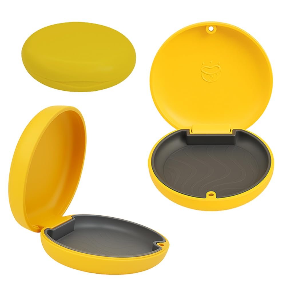 Dentosmile Slim Aligner Case/Aligner and Retainer Case/Dental Orthodontic Retainer Box - Sunflower Yellow Colour with Silicone Layer