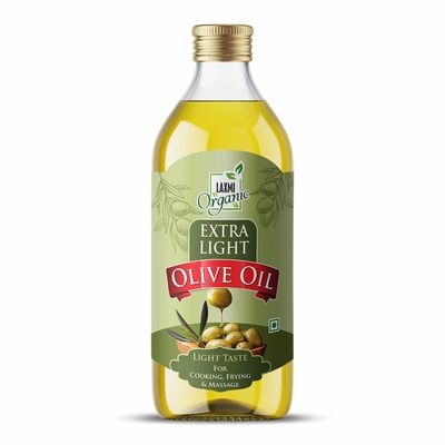 LAXMI ORGANIC Extra Light Olive Oil 500ml | Pure Jaitun Ka Tel Cold Pressed | Healthy Cooking Oil for Frying, Baking & Salad Dressing | Natural Hair Oil, Skin Moisturizer & Baby Massage Oil