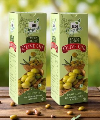 LAXMI ORGANIC Extra Light Olive Oil 2L | Pure Jaitun Ka Tel Cold Pressed | Healthy Cooking Oil for Frying, Sauting & Baking | Natural Skin Care, Hair Care & Baby Massage Oil