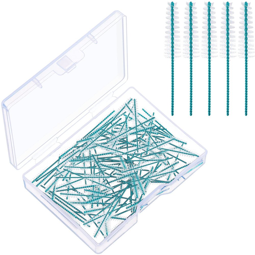 Cowwell Interdental Brush Teeth Soft Dental Picks Tooth Floss Interdental Brush Betweens Interdental Brush Refills White Tapered Refills for Tooth Cleaning (60 Pieces)