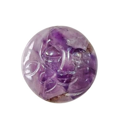 9Dzine Amethyst Sun Moon Face, Polished Crystal Purple Sunmoon Face Stone