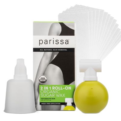 Parissa Premium Organic Roll-On Sugar Wax Kit for At-Home Waxing, 100% Natural, Sensitive Skin, Gentle & Washable Formula | Made In CANADA