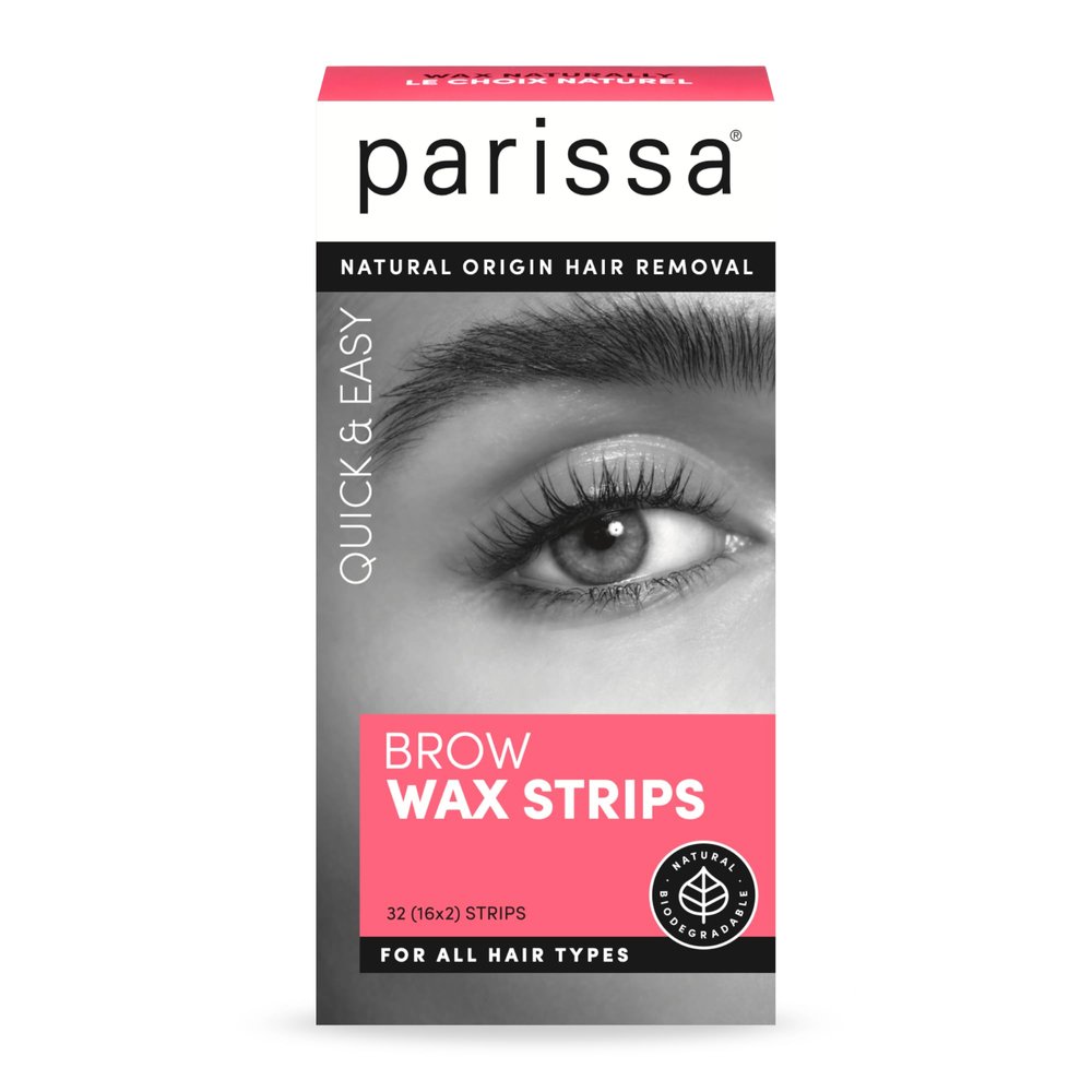Parissa Eyebrow 32 Biodegradable Wax Strips Kit for At-Home Hair Removal with Ready-to-Use Mini Wax Strips for All Hair Types