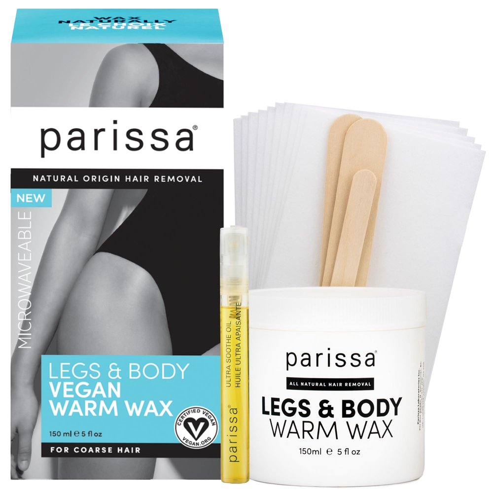 Parissa Premium Legs & Body Warm Wax Kit, Salon-Style Microwavable Formula for Coarse Hair Removal on Face or Body, At-Home Waxing Kit | Made In CANADA