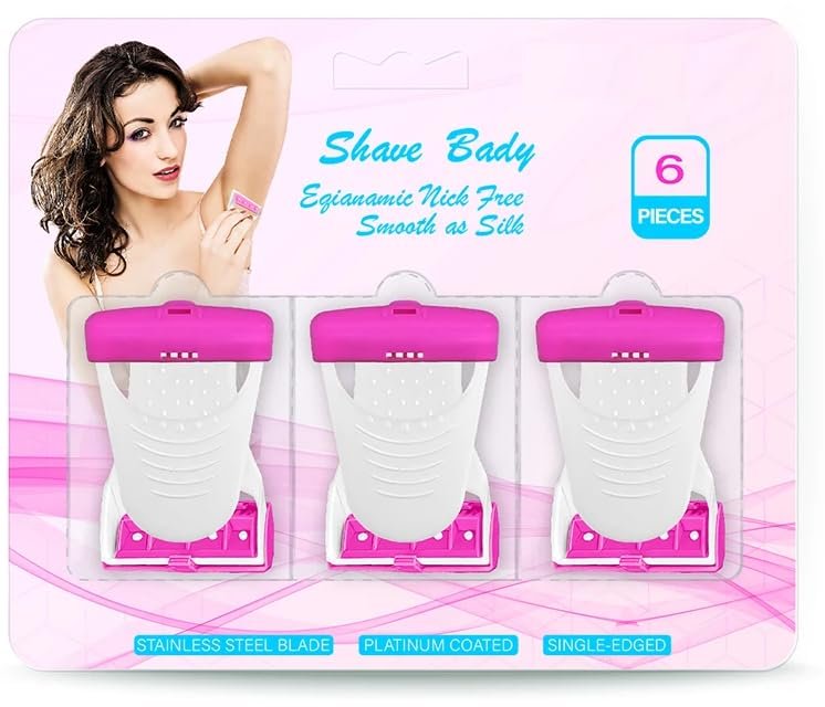 Shyam Enterprise Womens Hair Removal Shaving Razor Body Shaver Single Blade Trimmers for Face, Hand, Leg, Bikini, Underarms, Eyebrow Ladies Facial Hair Removal 6 PCS