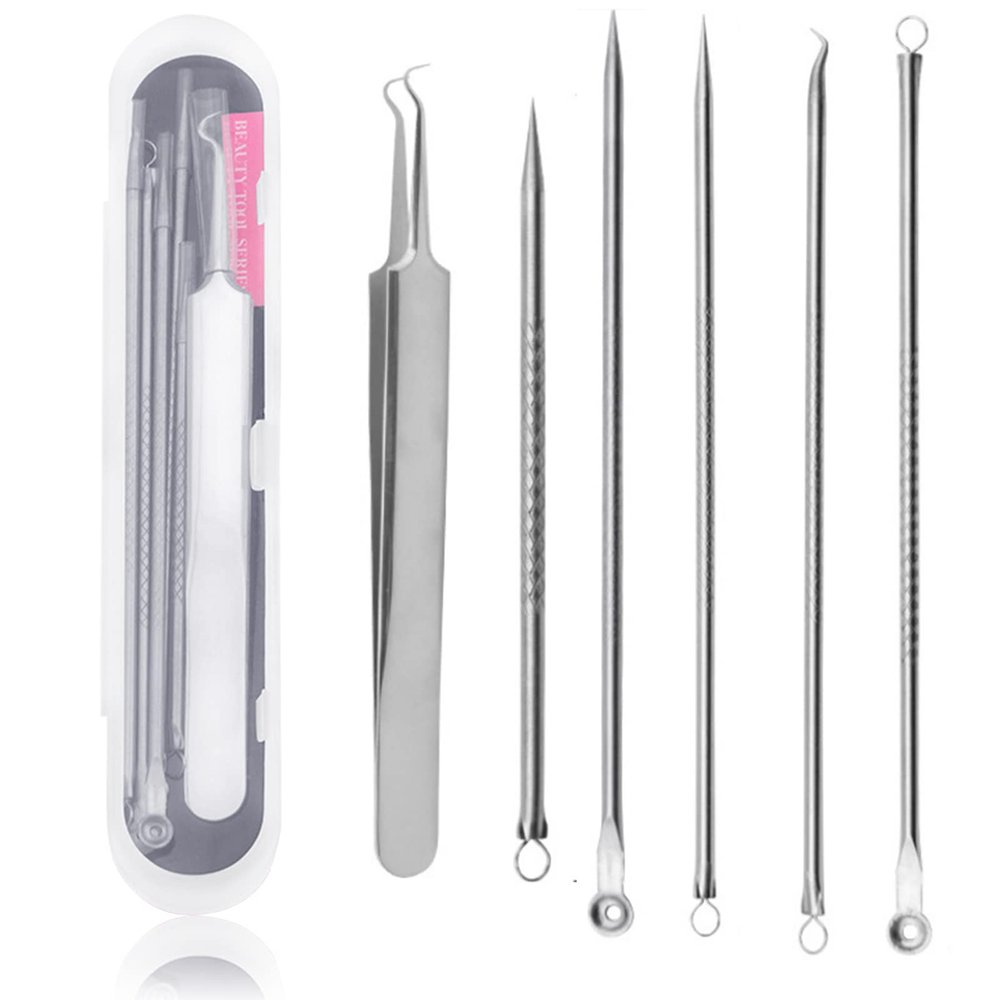 6 Packs Pimple Popper and Blackhead Remover Tool Kit, Professional Stainless Steel Removal Tool of Blackhead Whitehead Pimple for Women and Men
