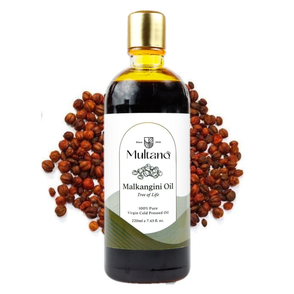 Multano 100% Pure Natural Cold Pressed Edible Malkangani/Jyotishmati Oil Natural Therapeutic Grade Cold Pressed Jyotishmati Seeds Oil For Skin & Hair (220ml)