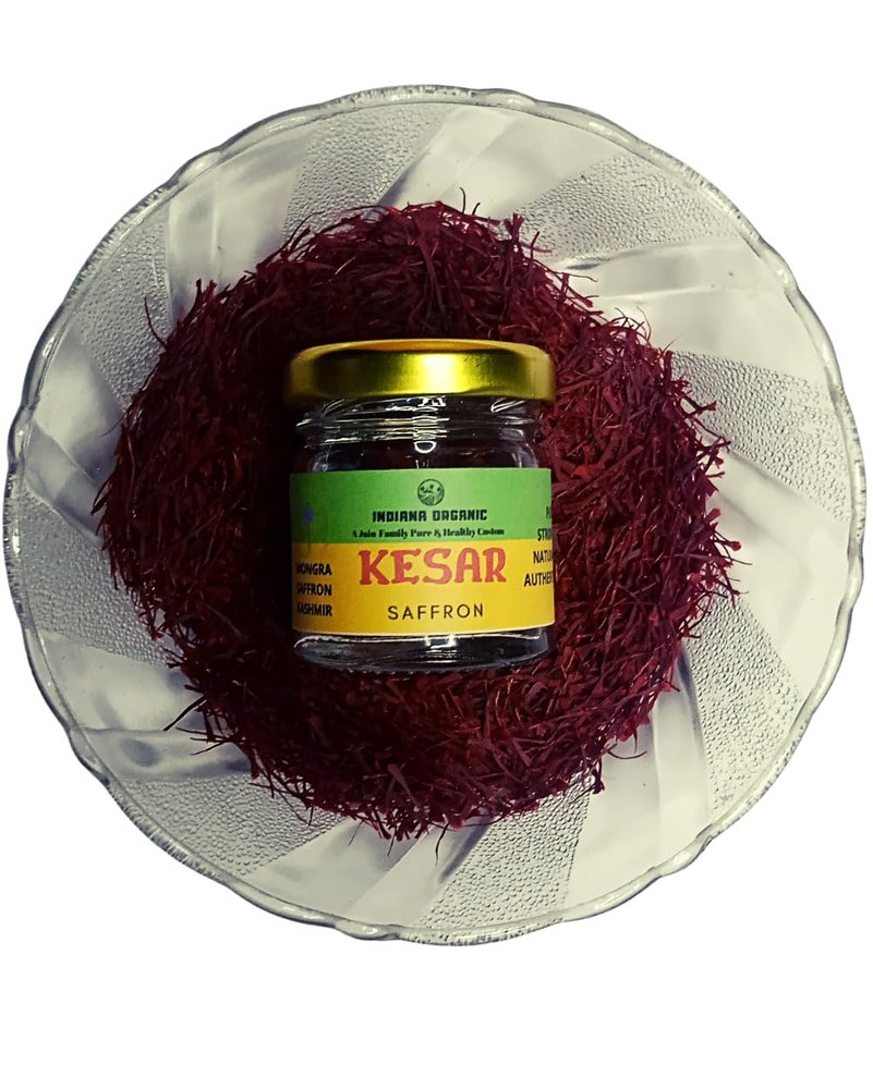 Indiana organic Kashmiri Mongra Saffron - Authentic single origin, Handpicked, Sorted, 100% Pure Saffron Threads (3 gram)
