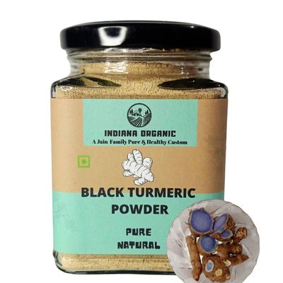 Indiana organic black turmeric powder original, kaali haldi powder - 100 gram (New Harvest - Sept 2025) Packed on Order Fresh | Zero added Colours, Fillers, Additives & Preservatives