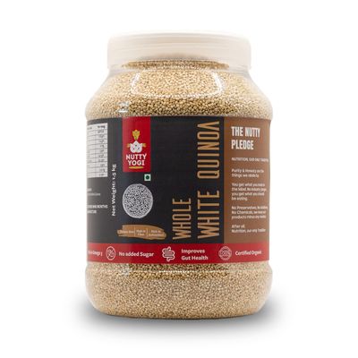 Nutty Yogi Gluten Free Whole White Quinoa Oats Jar | Immunity Booster | Healthy Breakfast Cereal Specially for Baking, Granola & Coarse Oatmeals | Rich in Protein & Omega 3 (1.5 kg Pack)