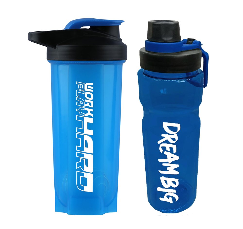 COOL INDIANS Gym Shaker Bottle 700 ML, Shaker Bottle for Protein Shake 100% Leakproof and BPA Free Protein Shaker|Sipper Bottle (Pack of 2 Shaker Bottle and Sipper Bottle) (Blue)