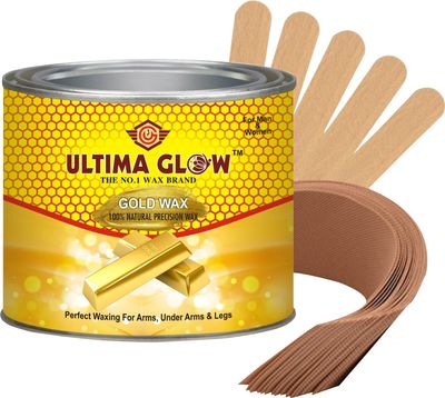ULTIMA GLOW dark chocolate strip and stick wax 600 gram Hair Removal Wax For Arms, Legs, Chest, Back, and Full Body | Men & Women | Tan Removal | All skin Type (gold)