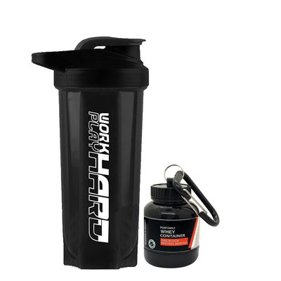 COOL INDIANS Sports Gym Shaker Bottle for Protein Shake 100% Leakproof and BPA Free Protein Shaker|Sipper Bottle (Pack of 2 Shaker Bottle and WHEY Loader Container Bottle) (Black)