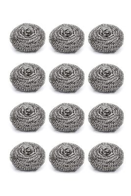 GR DESIGN Stainless Steel Scrubber for Utensils/Dishes/Pans/Ovens/Kitchen Sinks/Tiles/Grills/Stove/Oil Grease/Dirt Remover/Saves Water with Bigger Diameter/Multipurpose (Set of 12)