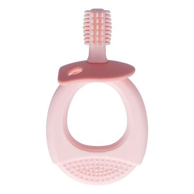 Baby Safety Toothbrush, Comfortable Grip 360 Brush Hair Baby Training Toothbrush Annular Handle for Daily Use(Pink)