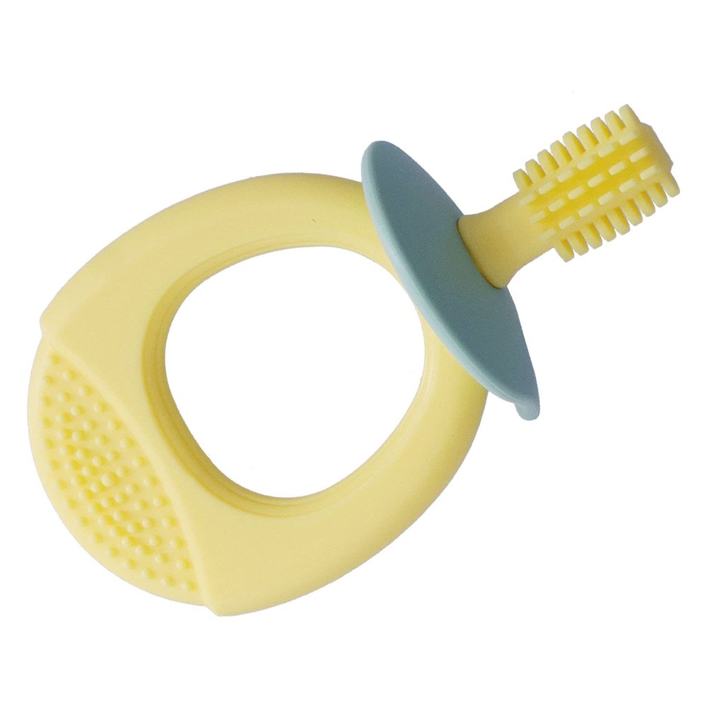 Baby Safety Toothbrush, Comfortable Grip 360 Brush Hair Baby Training Toothbrush Annular Handle for Daily Use(Yellow)