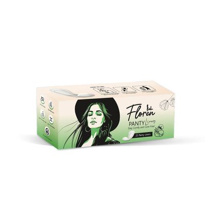 FLOREN Panty Liners | Curvy Design for Extra Comfort | Cottony-Soft Surface with 185mm Wide Optimal Coverage (25 Liners) - Pack of 2