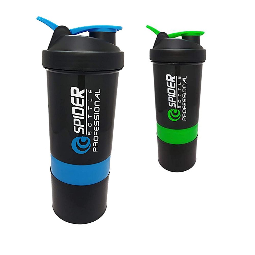 COOL INDIANS SHAKER BOTTLE FOR GYM|BPA-FREE AND 100% LEAK-PROOF PROTEIN SHAKER BOTTLE WITH 2 EXTRA STORAGE COMPARTMENT (PACK OF 2 500ML SHAKER|BLUE) (BLUE-GREEN)
