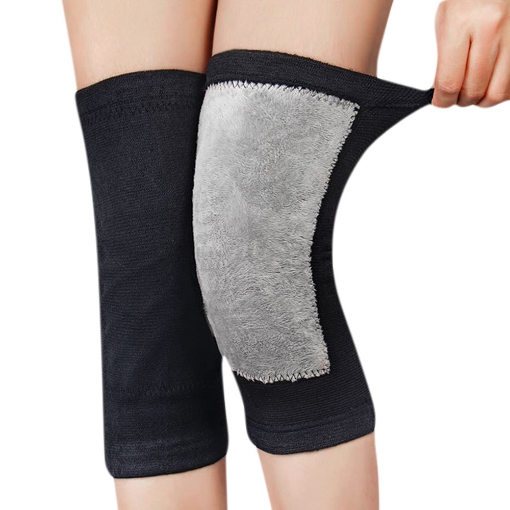 1 Pair Compression Knee Sleeve for Men Women, Thickened Cotton Lined Warm Thermal Knee Brace Leg Support for Running Pain Management Arthritis Pain Relief