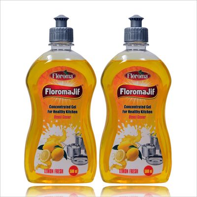 FLOROMA JIF Dishwash Liquid (Lemon Fresh, 500ml x 2)
