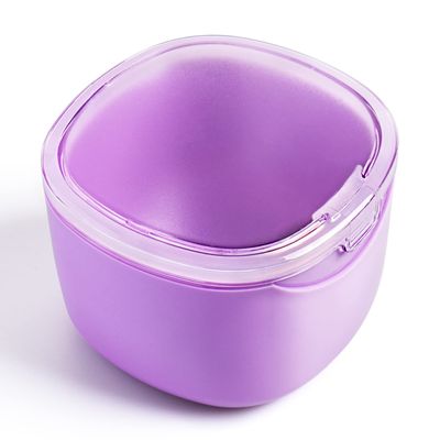 Uouovo 2022 Upgraded Denture Bath Box Cup, Retainer Cleaning Box, Complete Clean Care for Dentures, Clear Braces, Mouth Guard, Night Guard & Retainers (purple)