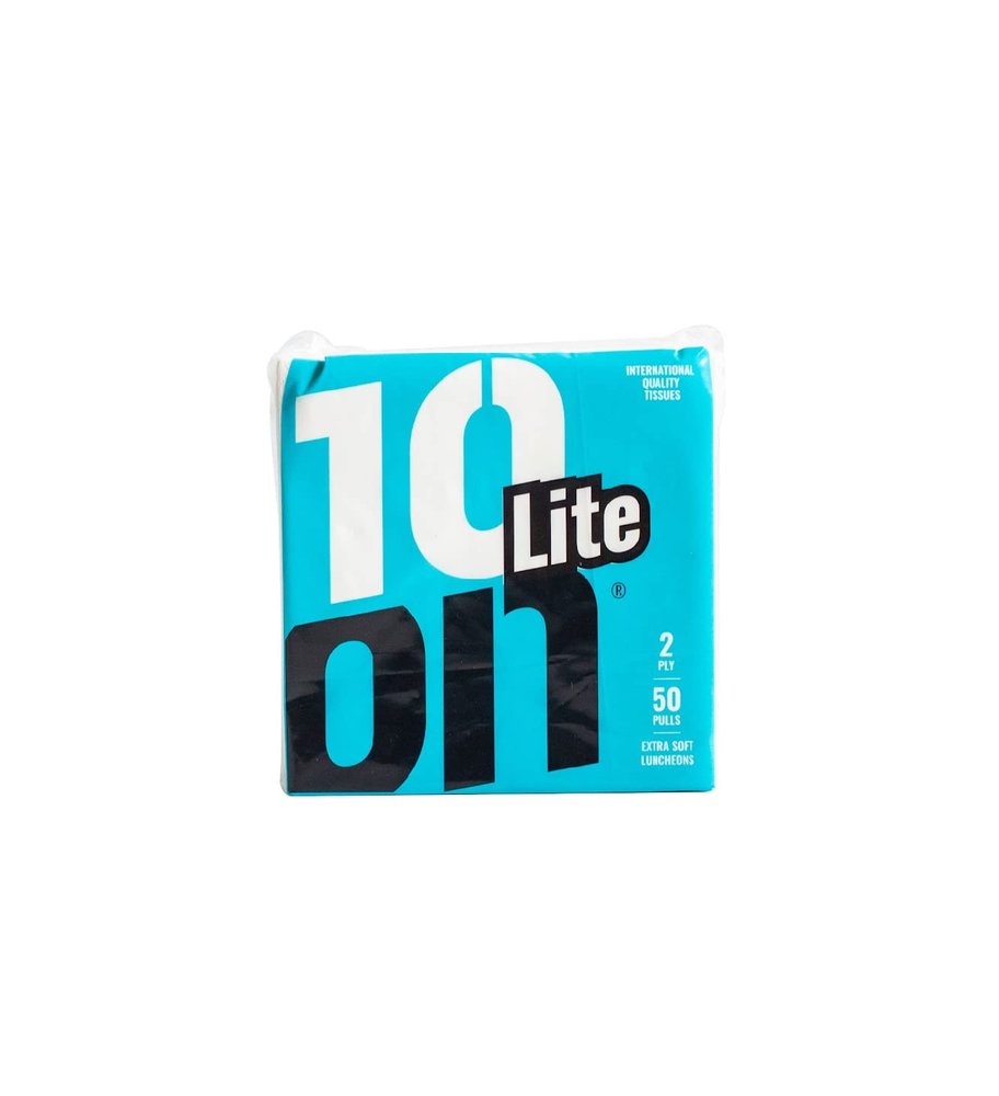 10ON Lite Soft Luncheon Napkin - 2Ply - 50 Pulls - Plain (Pack of 2)